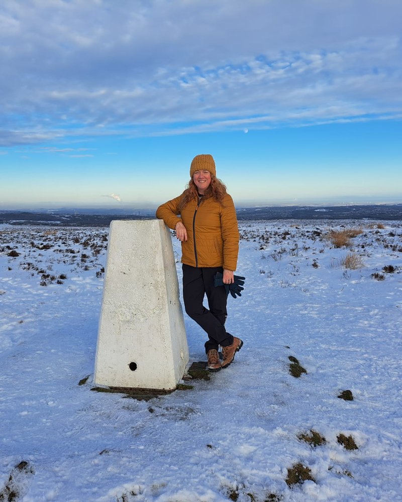 Corinne Thornton on snowy moorland