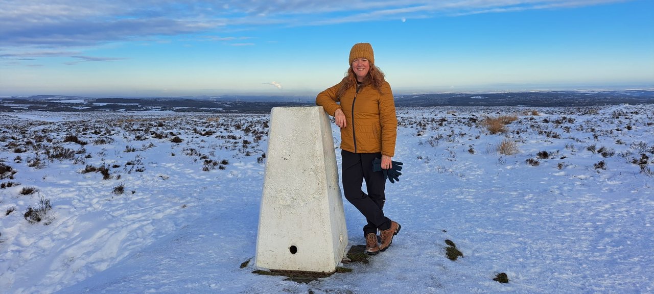 Corinne Thornton on snowy moorland